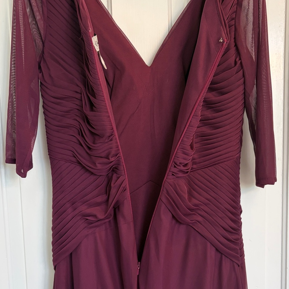 Christina Wu Eggplant 3/4 Sleeve V-Neck Evening Gown Style 17061 Size 8 - Picture 9 of 9